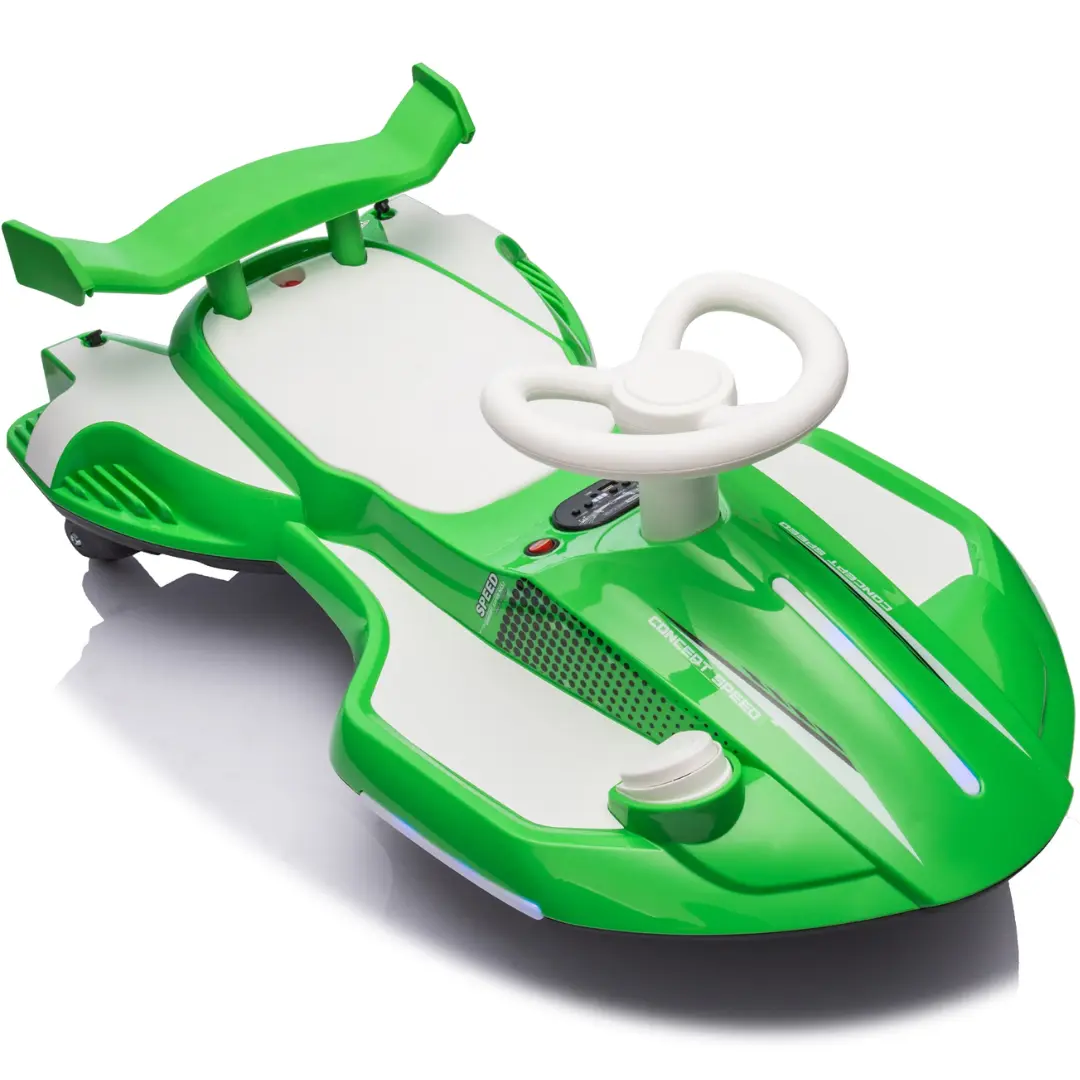 12V Kids Green Electric Scooter Ride With 360 Degree Drift Function