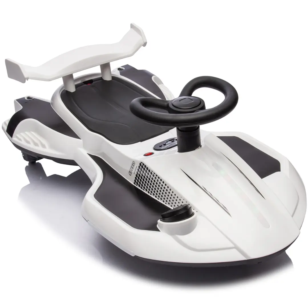 12V Kids Ride White Electric Scooter With 360 Degree Drift Function