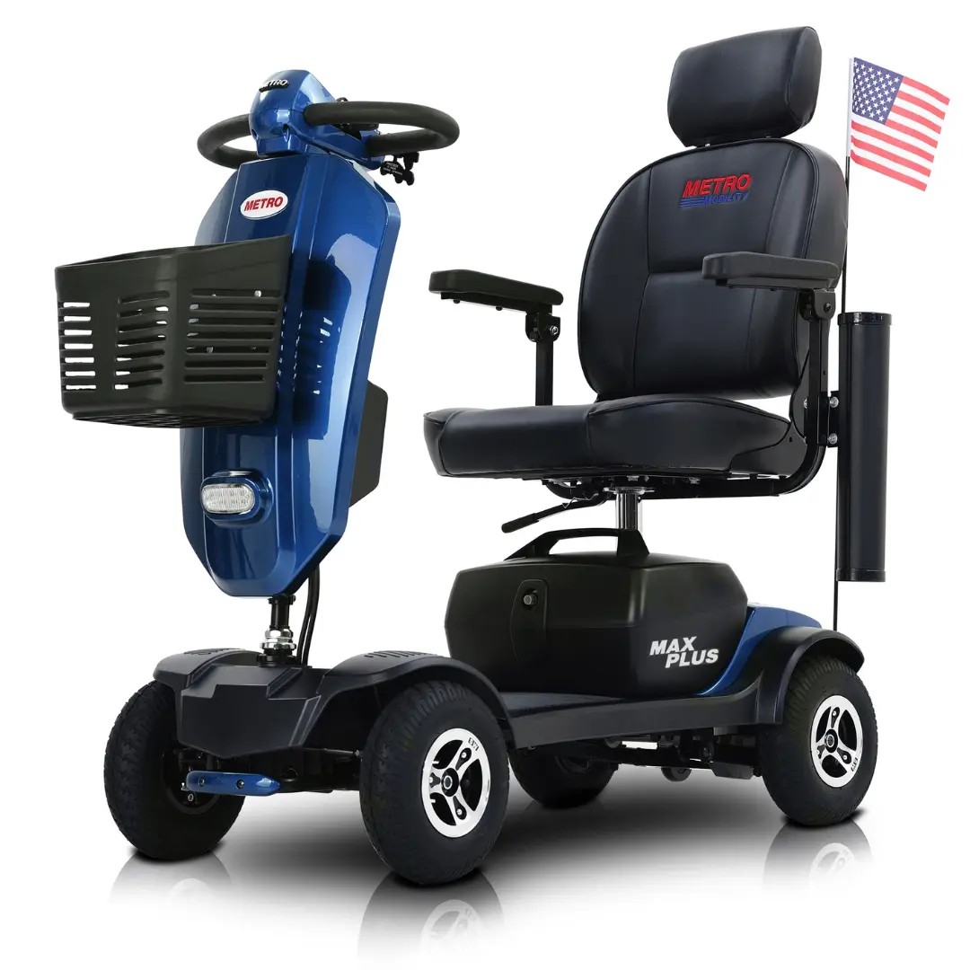 MAX PLUS BLUE Four Wheel Outdoor Compact Mobility Scooter