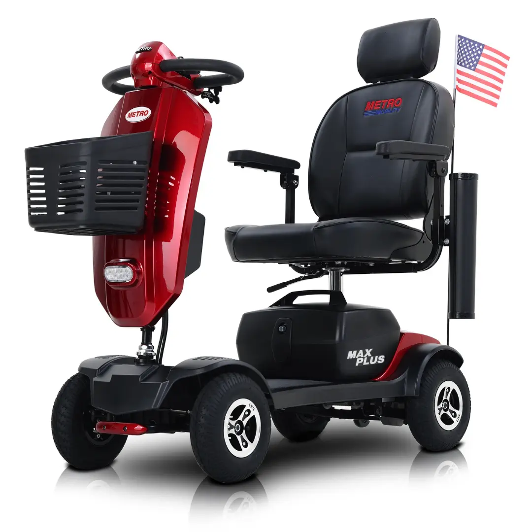 MAX PLUS RED Four Wheel Outdoor Compact Mobility Scooter