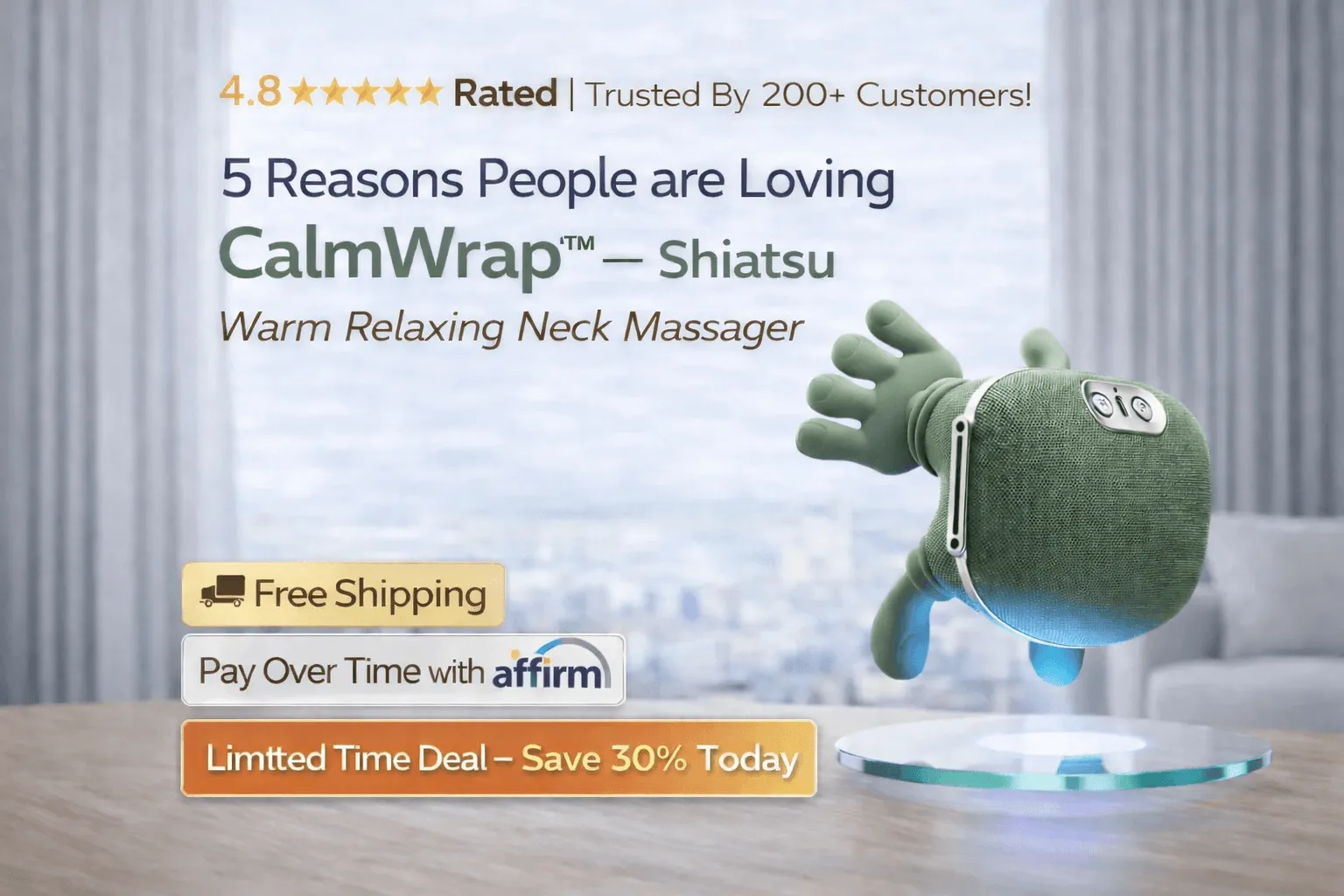 CalmWrap™ — Shiatsu Warm Relaxing Neck Massager - Side Image-1